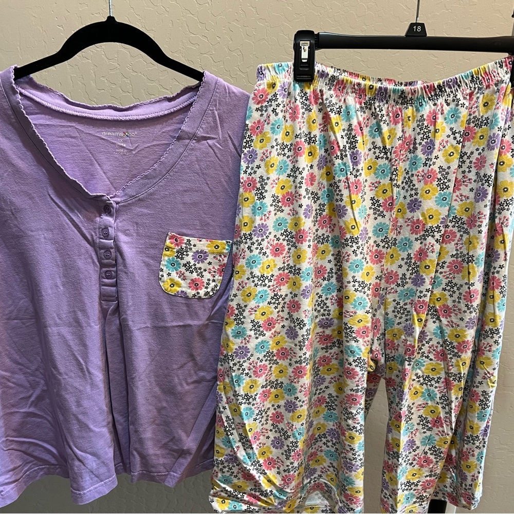 Purple Top and Floral Pajama Set
